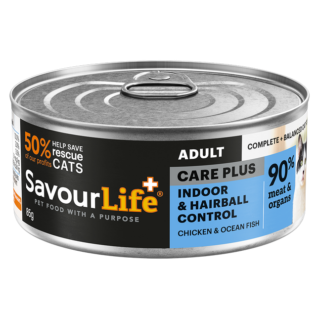 SavourLife Grain Free Adult Indoor & Hairball Control Wet Cat Food 85g x 12pk