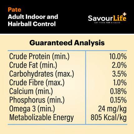 SavourLife Grain Free Adult Indoor & Hairball Control Wet Cat Food 85g x 12pk