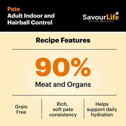 SavourLife Grain Free Adult Indoor & Hairball Control Wet Cat Food 85g x 12pk