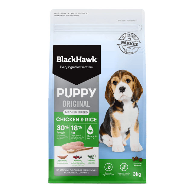 Black Hawk - Chicken & Rice Medium Breed Puppy Dry Food (3kg)