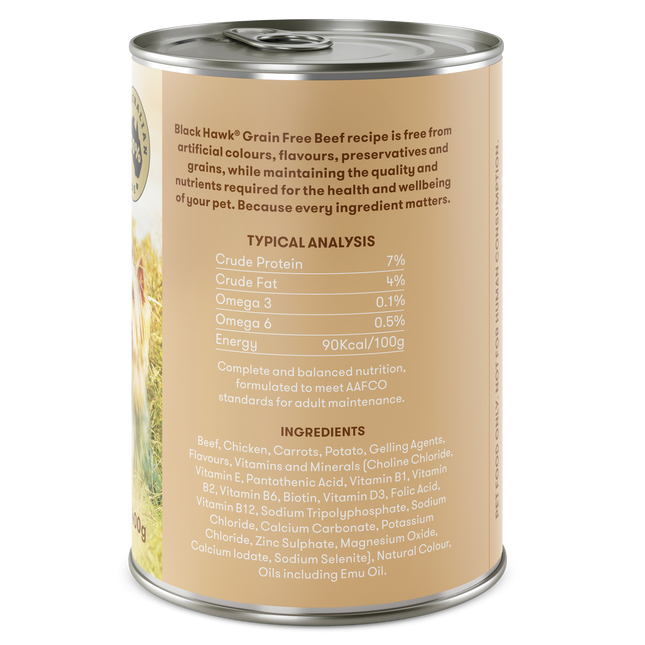 Black Hawk - Grain Free Beef Dog Wet Food (400g)