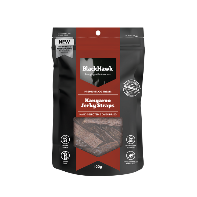 Black Hawk - Kangaroo Straps Dog Treats (100g)