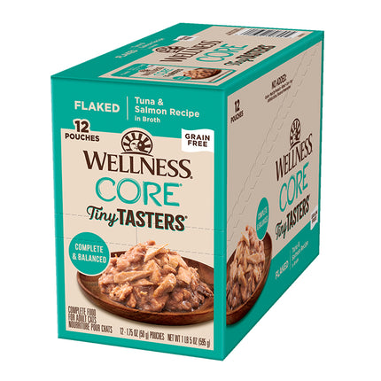 Wellness CORE Tiny Tasters Flaked Tuna & Salmon Broth 12x50g