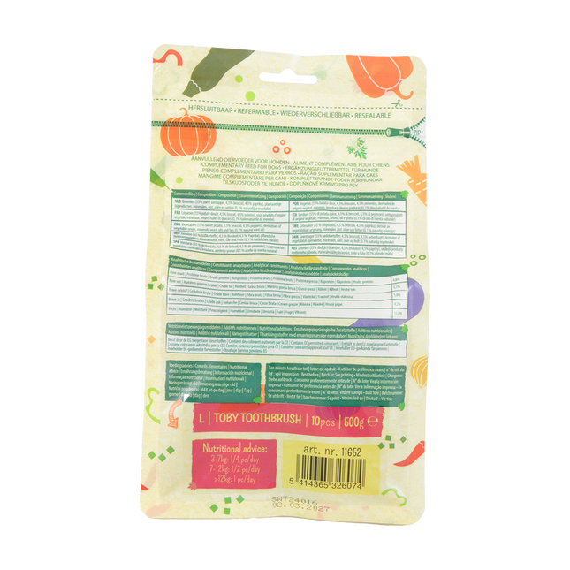 Garden Bites Toby Toothbrush 10cm Large Pouch - 10pk