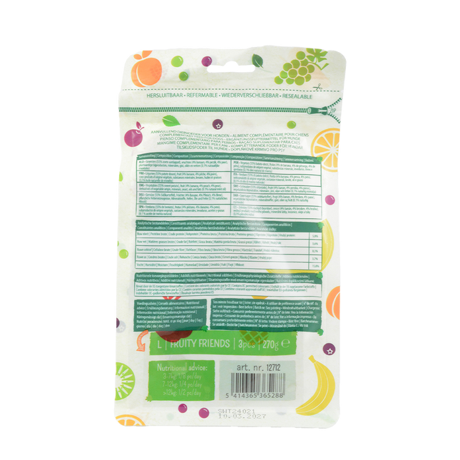Garden Bites Fruity Friends 12.5cm Large Pouch - 3pk