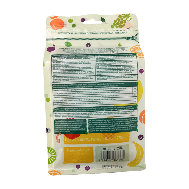 Garden Bites Fruity Dental Swirls 16cm Large Pouch - 15pk