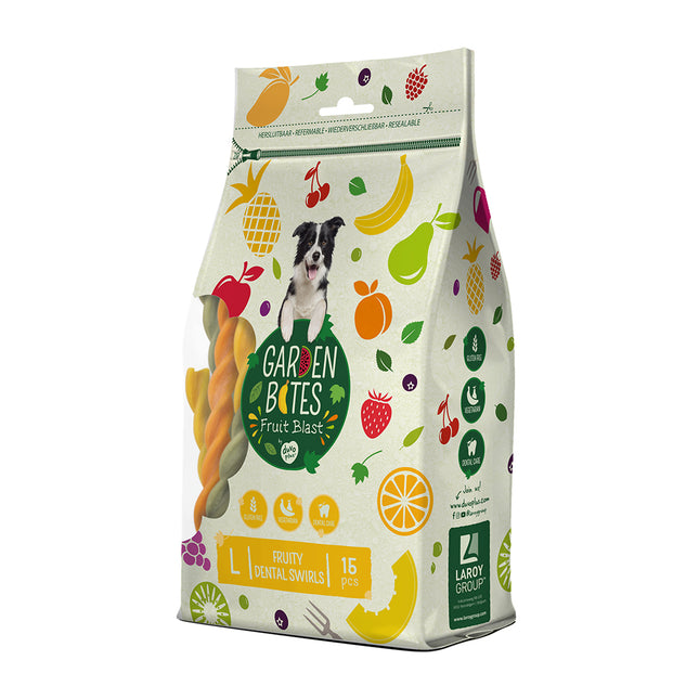 Garden Bites Fruity Dental Swirls 16cm Large Pouch - 15pk