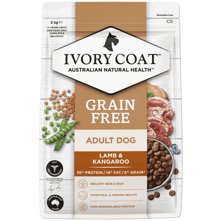 Ivory Coat - Grain Free Adult Dry Dog Food Lamb & Kangaroo (2kg)