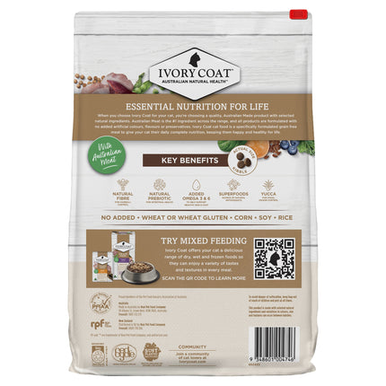 Ivory Coat - Grain Free Indoor Adult Dry Cat Food Chicken & Kangaroo (4kg)