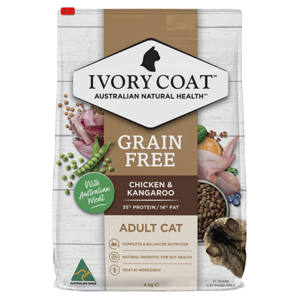 Ivory Coat - Grain Free Indoor Adult Dry Cat Food Chicken & Kangaroo (4kg)