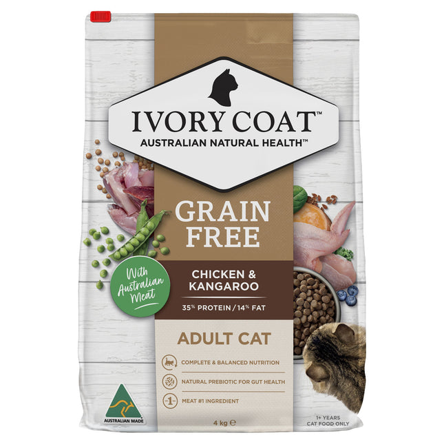 Ivory Coat - Grain Free Indoor Adult Dry Cat Food Chicken & Kangaroo (4kg)