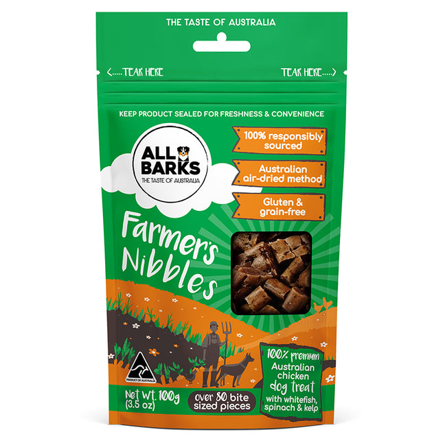 All Barks - Farmers Nibbles Chicken & Whitefish & Spinach & Kelp (100g)
