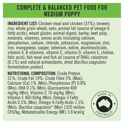 PRO PLAN Adult Medium Breed Chicken Dry Dog Food (3kg)