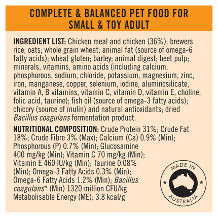 PRO PLAN Adult Small & Toy Breed Chicken Dry Dog Food (2.5kg)