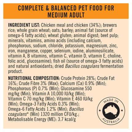 PRO PLAN Adult Medium Breed Chicken Dry Dog Food (15kg)