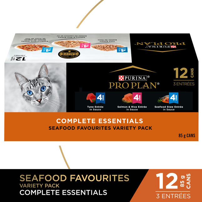 PRO PLAN Cat Essentials Seafood Variety Pack 12x85g
