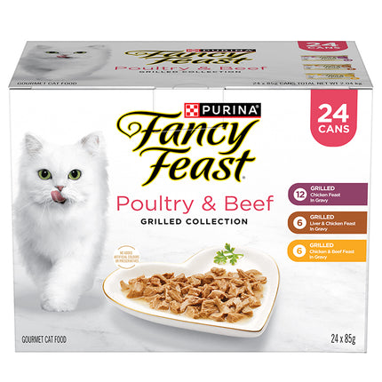 FANCY FEAST - Adult Classic Poultry & Beef Grilled Collection Wet Cat Food (85g x 24pk)