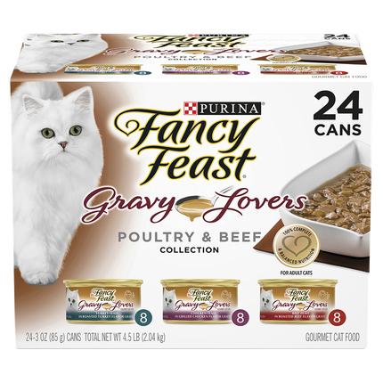 FANCY FEAST - Adult Gravy Lovers Poultry & Beef Collection Wet Cat Food (85g x 24pk)