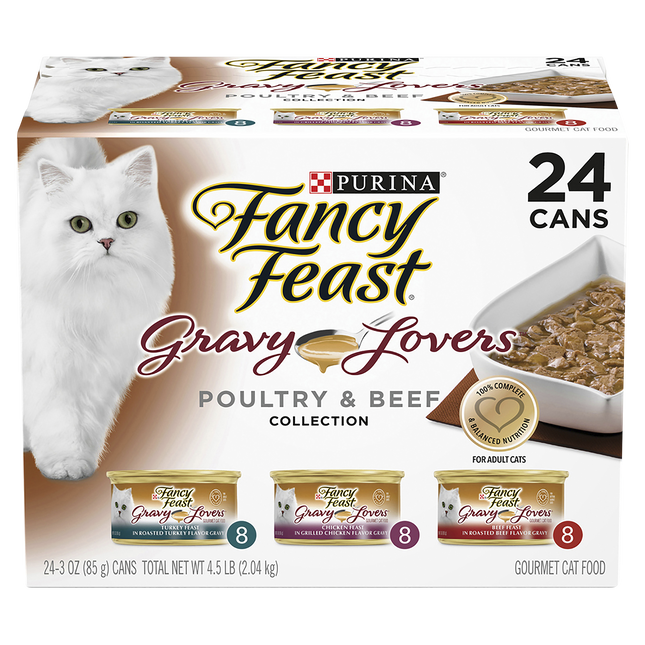 FANCY FEAST - Adult Gravy Lovers Poultry & Beef Collection Wet Cat Food (85g x 24pk)