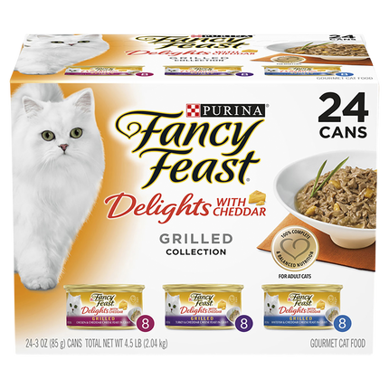 FANCY FEAST - Adult Delights With Cheddar Grilled Collection Wet Cat Food (85g x 24pk)