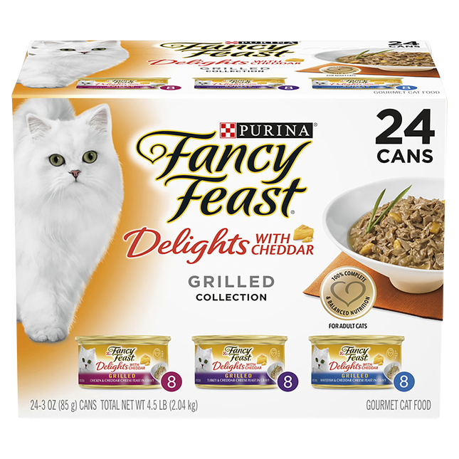 FANCY FEAST - Adult Delights With Cheddar Grilled Collection Wet Cat Food (85g x 24pk)