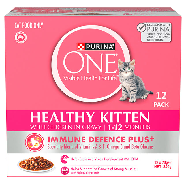 PURINA ONE Kitten Chicken Cat Wet Food Multipack 12x70g