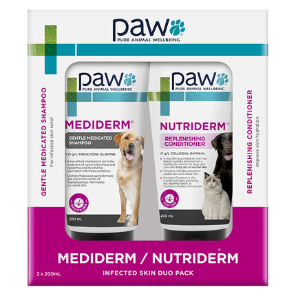 PAW Medi-NutriDerm Infected Skin Shampoo & Conditioner Duo Pack for Dogs and Cats 2x200ml