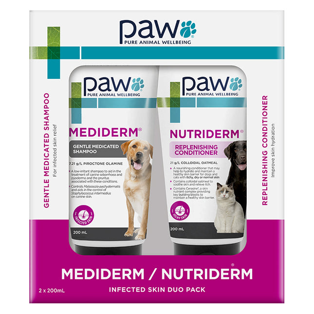 PAW Medi-NutriDerm Infected Skin Shampoo & Conditioner Duo Pack for Dogs and Cats 2x200ml