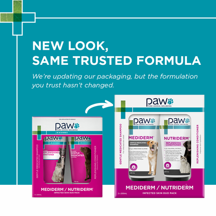 PAW Medi-NutriDerm Infected Skin Shampoo & Conditioner Duo Pack for Dogs and Cats 2x200ml