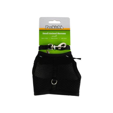 Peckish Small Animal Harness and Lead Black - Small