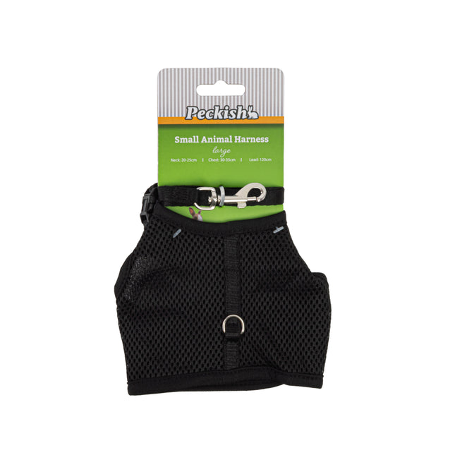 Peckish Small Animal Harness and Lead Black - Large