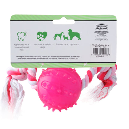 WagTime - Rubber Ball with Rope Toy (30cm)