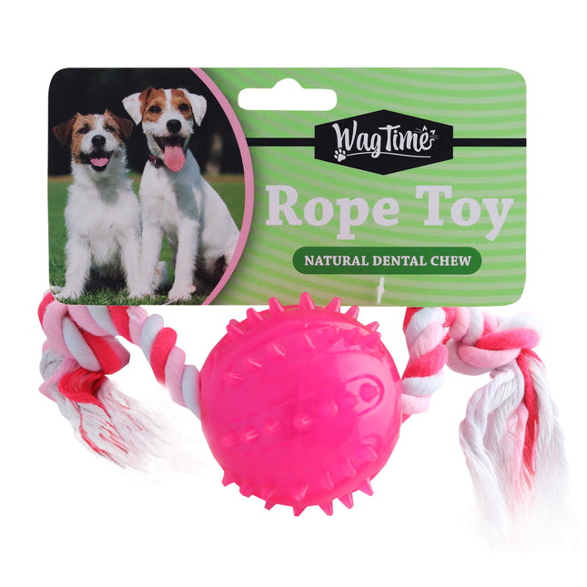 WagTime - Rubber Ball with Rope Toy (30cm)