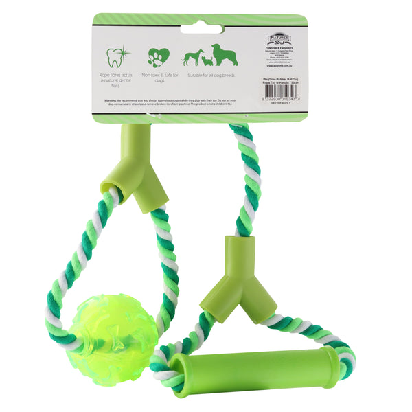 WagTime - Rubber Ball Tug Rope Toy with Handle (50cm) – Pets Domain
