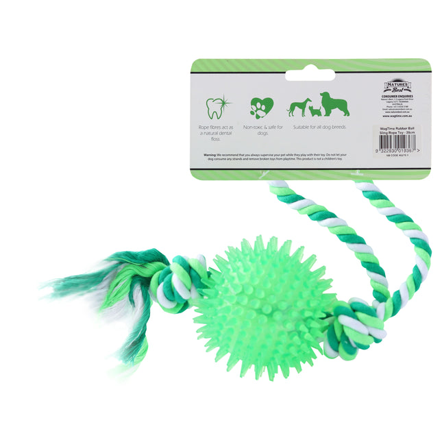 WagTime - Rubber Ball Sling Rope Toy (26cm)