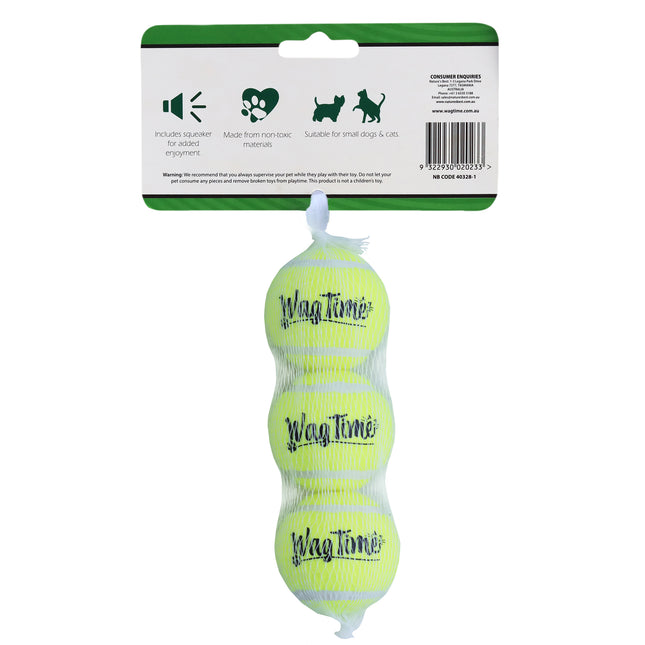 WagTime - Squeak Tennis Ball Mini (3pk)