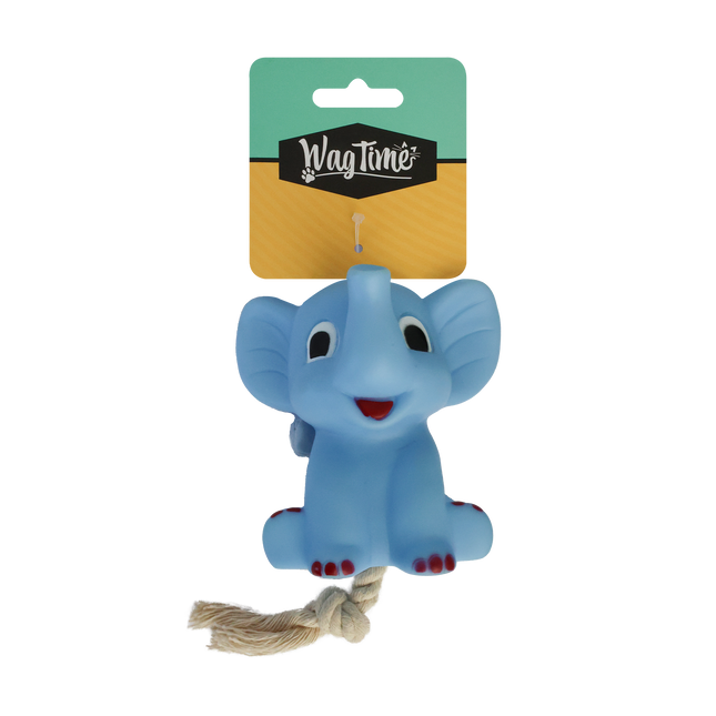WagTime Vinyl Elephant Rope Toy