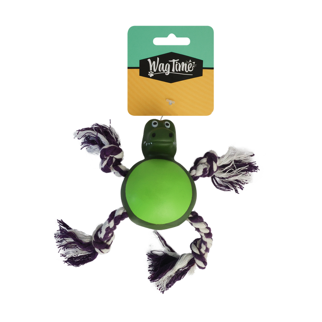 WagTime Vinyl Crocodile Rope Toy