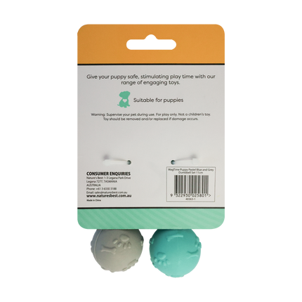 WagTime - Puppy Pastel Blue and Grey Dumbbell Set (11cm)