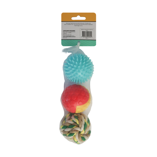 WagTime - Puppy Textured Ball Trio (6.5cm)
