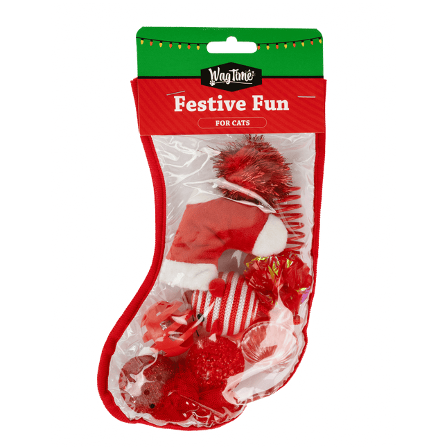 WagTime Christmas Festive Red Cat Stocking