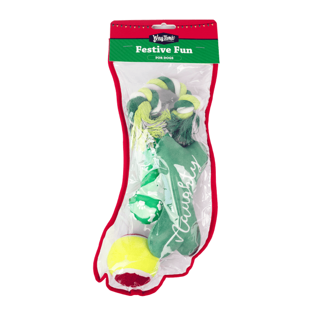 WagTime Christmas Festive Green Dog Stocking