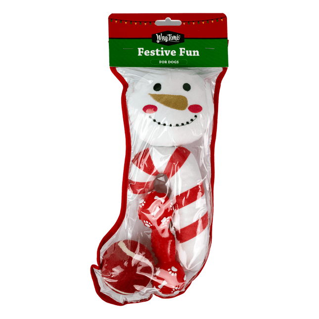 WagTime Christmas Festive Red Dog Stocking