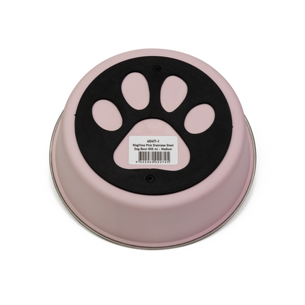WagTime - Pink Stainless Steel Dog Bowl (Medium)
