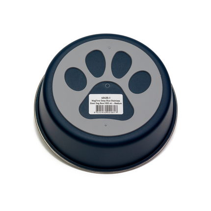 WagTime - Deep Blue Stainless Steel Dog Bowl (Medium)