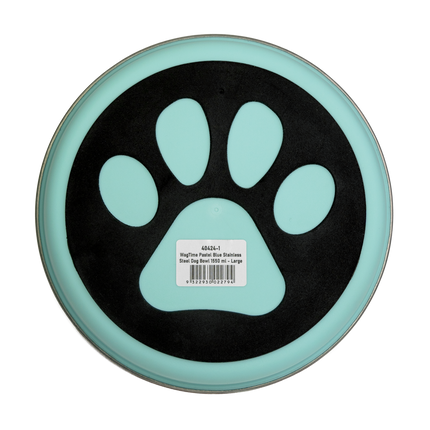 WagTime - Pastel Blue Stainless Steel Dog Bowl (Large)