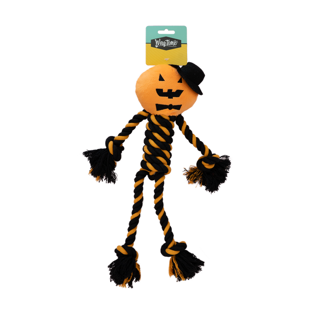 WagTime Scaries Pumpkin Rope Toy