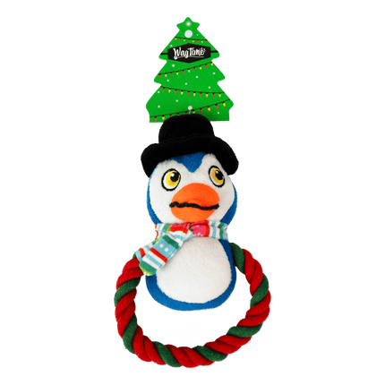 WagTime Christmas Penguin Small Ring Tug Rope