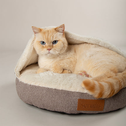 Scruffs Seattle Burrow Cat Bed Stone Grey 50cm