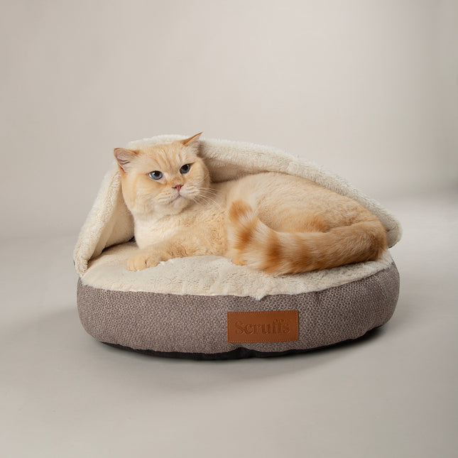 Scruffs Seattle Burrow Cat Bed Stone Grey 50cm